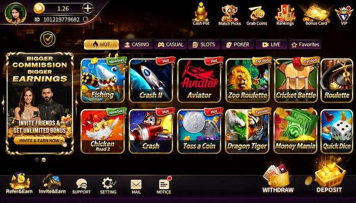 Royal x 777 Game dashboard showing multiplayer games, rewards, and casino categories.